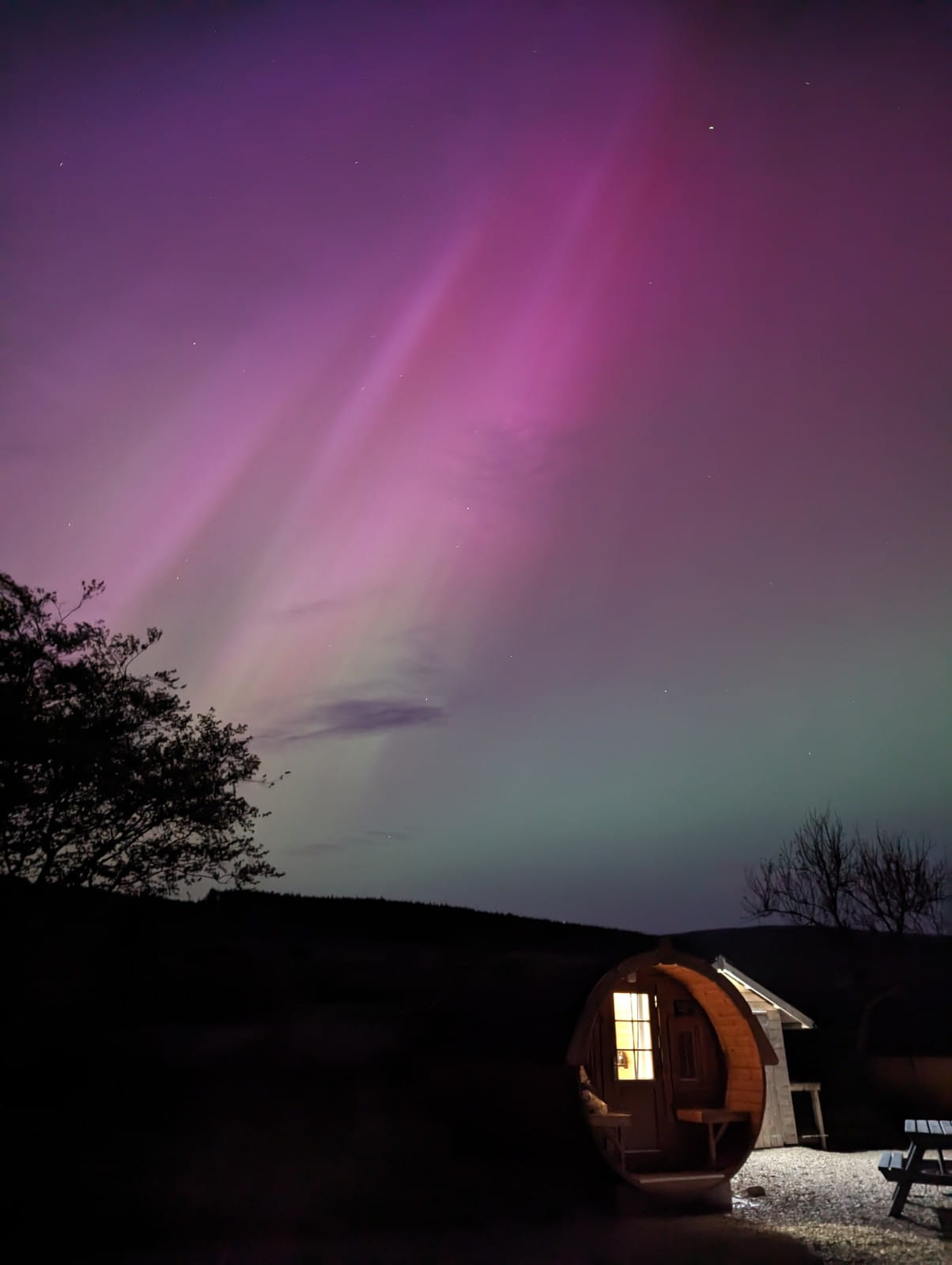 Pods under Aurora Borealis