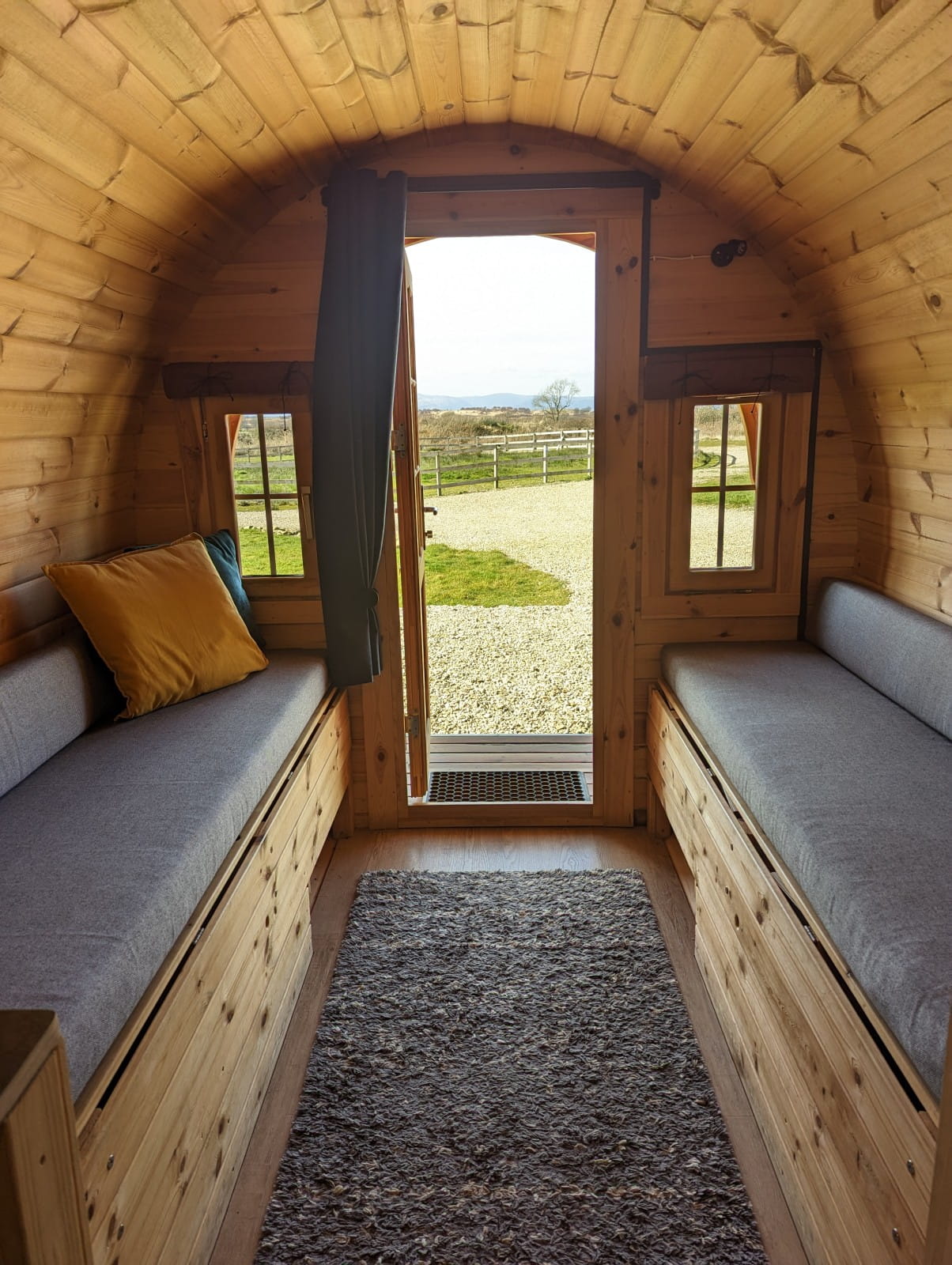 Benches transform into single beds
