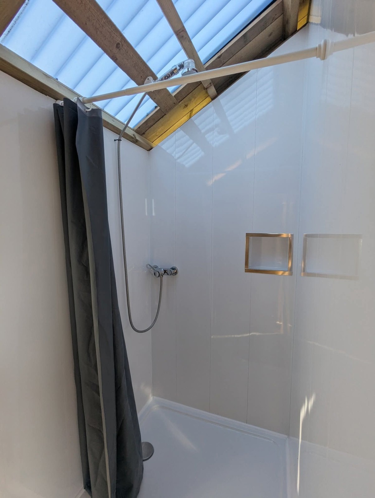 Shower with hot water