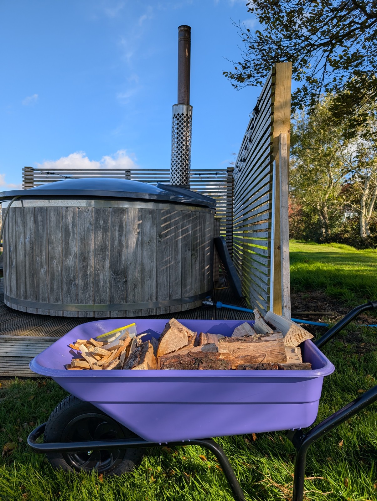 Wood provided to fire up the outdoor tub