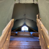 Ladder access to mezzanine sleeping area